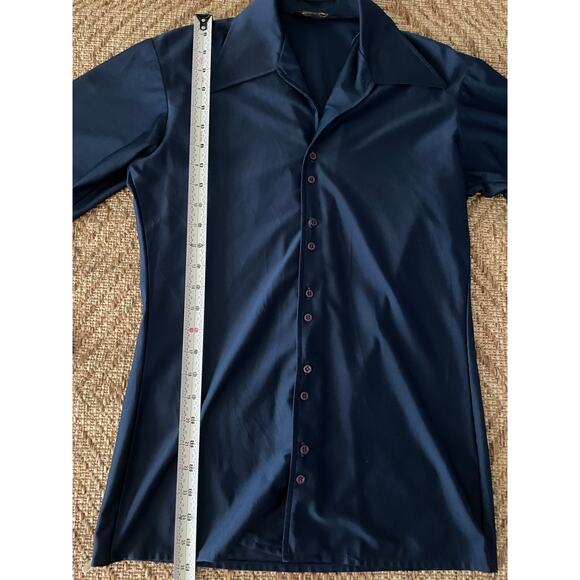 Vintage 70s JCPenney Butterfly Collared Navy Blouse SZ Small - Picture 8 of 8